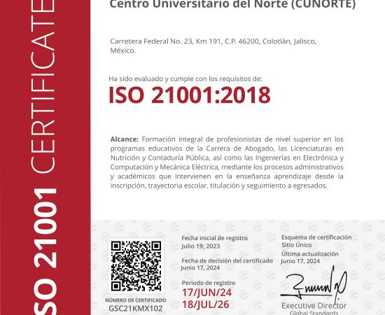 CUNorte reafirma su compromiso con la Calidad Educativa ampliando el alcance en la Certificación ISO 21001:2018